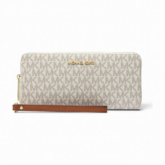 Michael Kors Jet Set Travel Large Logo Continental Wristlet - VANILLA
