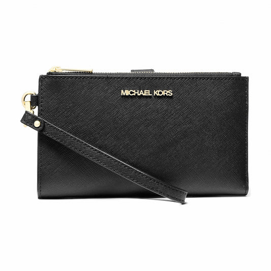 Michael Kors Jet Set Large Leather Smartphone Wristlet Wallet - BLACK