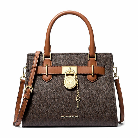 Michael Kors Landon Small Logo Satchel - BROWN