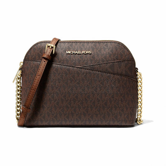 Michael Kors Jet Set Travel Medium Logo Dome Crossbody Bag - BROWN