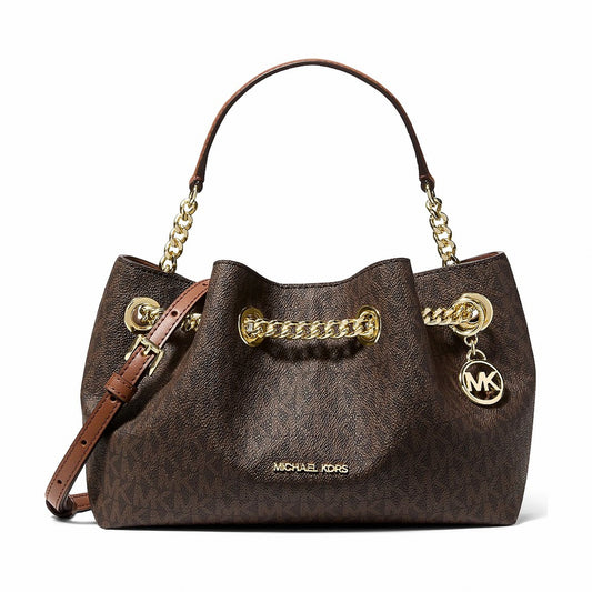 Michael Kors Mina Small Signature Logo Crossbody Bag - BROWN