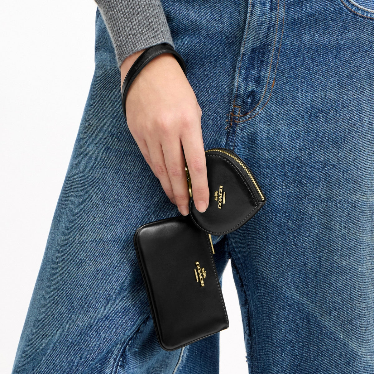 Coach Wristlet And Heart Pouch - Gold/Black