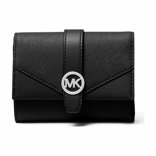 Michael Kors Greenwich Medium Leather Trifold Wallet - BLACK