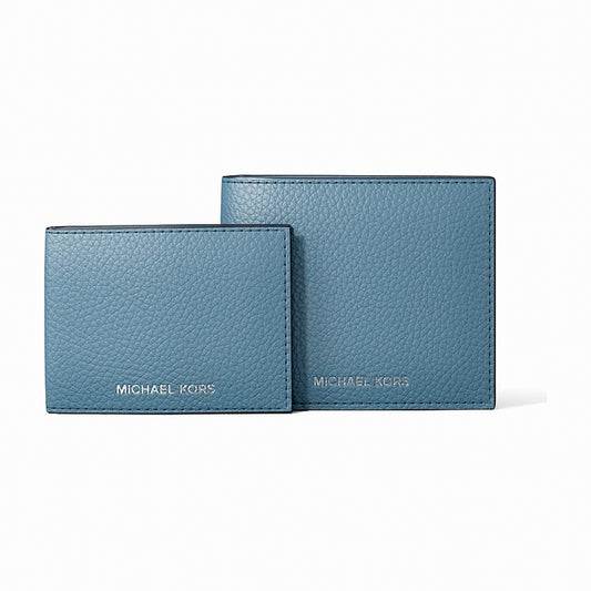 Michael Kors Cooper Pebbled Leather Billfold Wallet With Passcase - DENIM