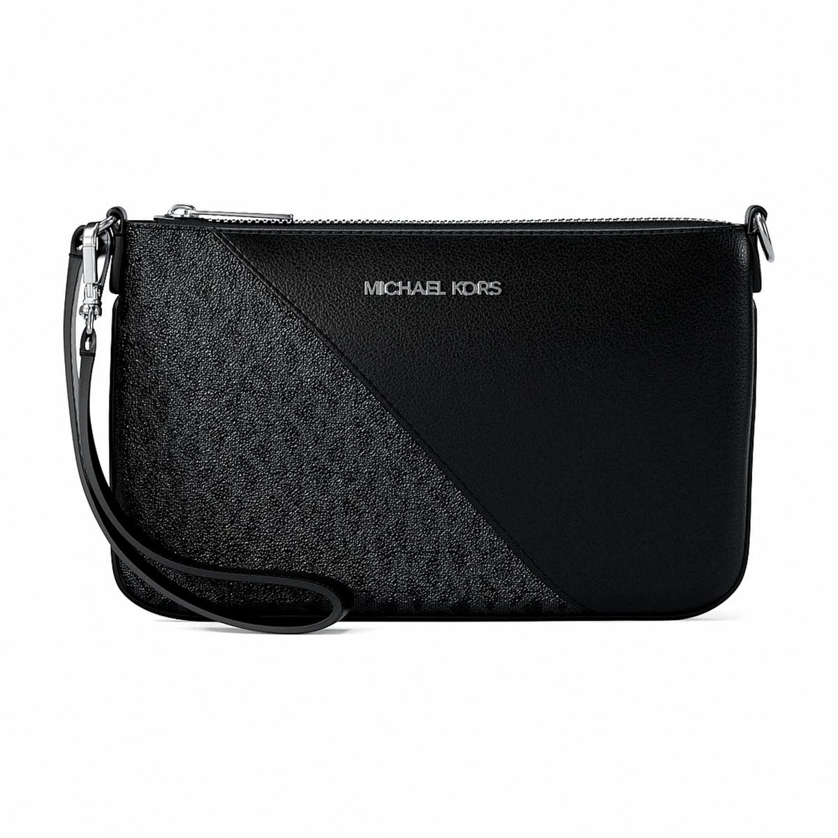 Michael Kors Jet Set Travel Small Signature Logo and Smooth Wristlet - BLACK