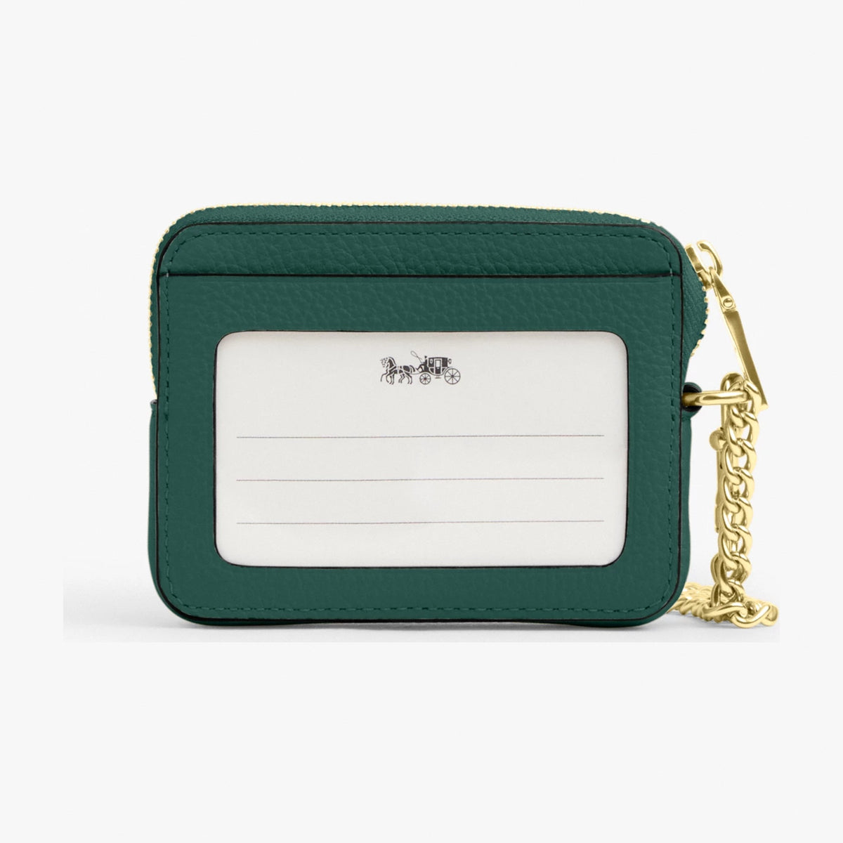 Coach Zip Card Case - Gold/Emerald