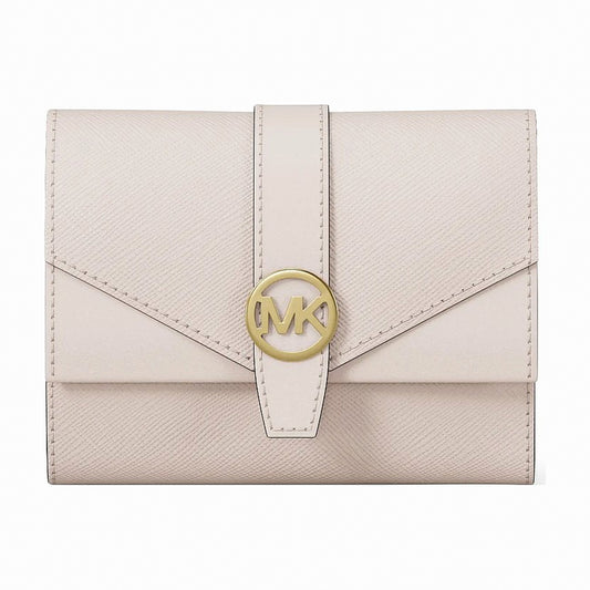 Michael Kors Greenwich Medium Saffiano Leather Trifold Wallet - LT CREAM