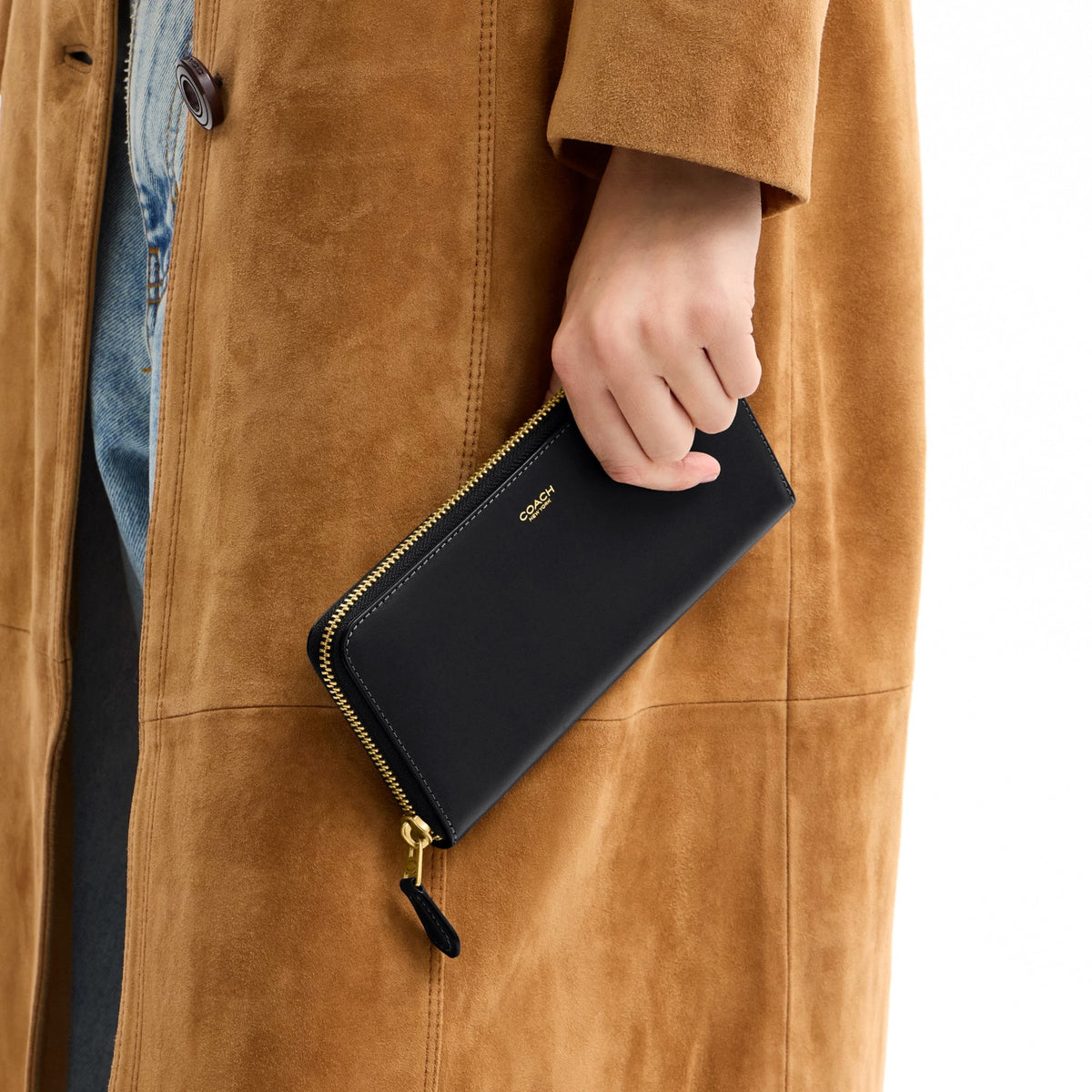 Coach New York Slim Accordion Zip Wallet - Brass/Black