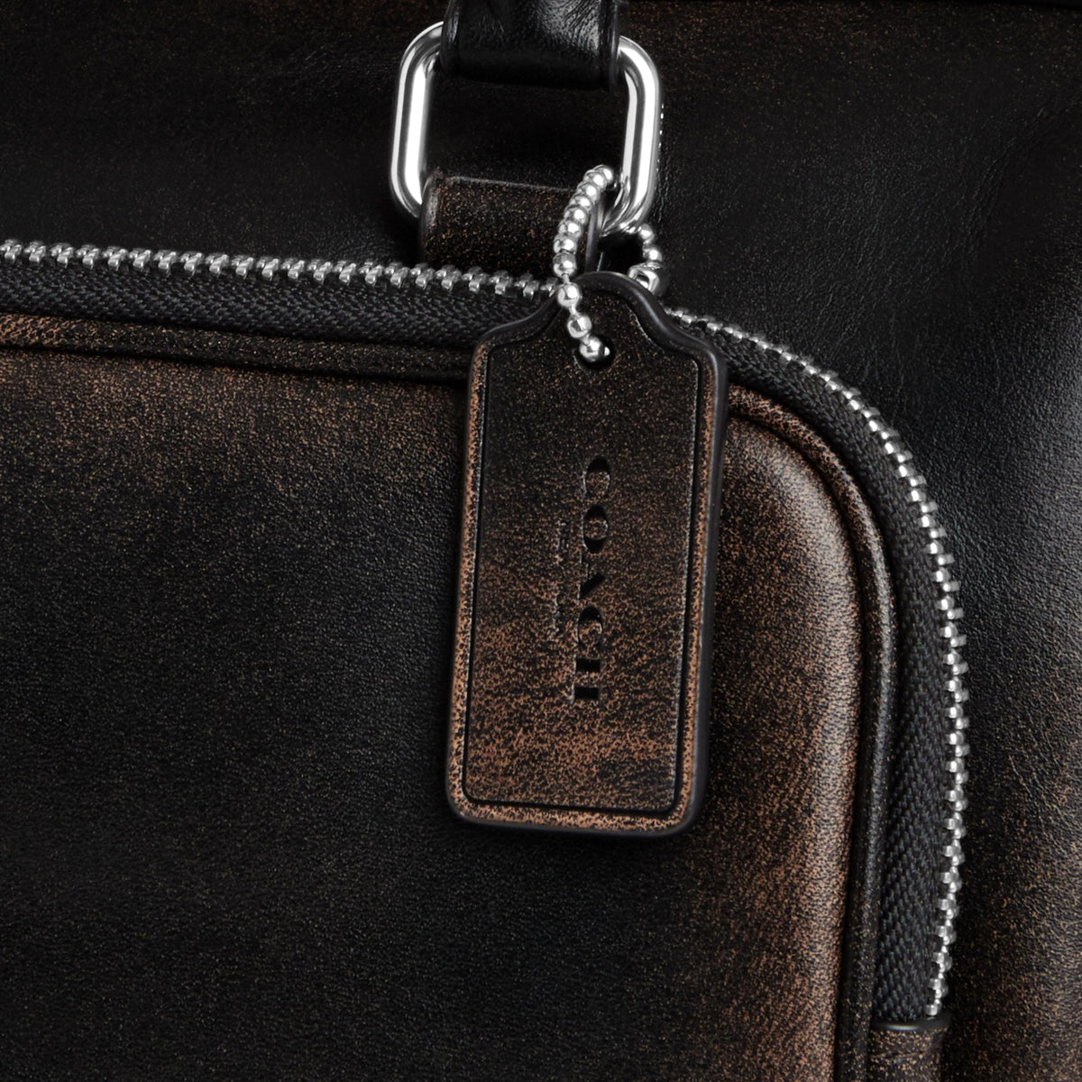Coach Rowan Satchel Bag With Pockets In Loved Leather - Silver/Black Brown