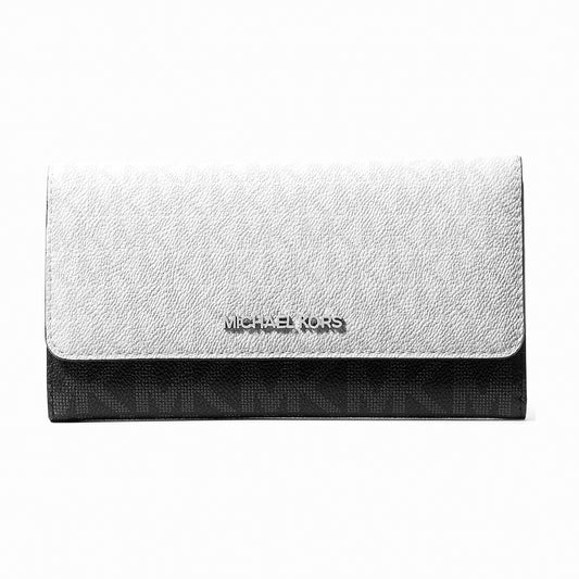 Michael Kors Jet Set Travel Signature Logo Tri-Fold Wallet - OPWHT MULTI