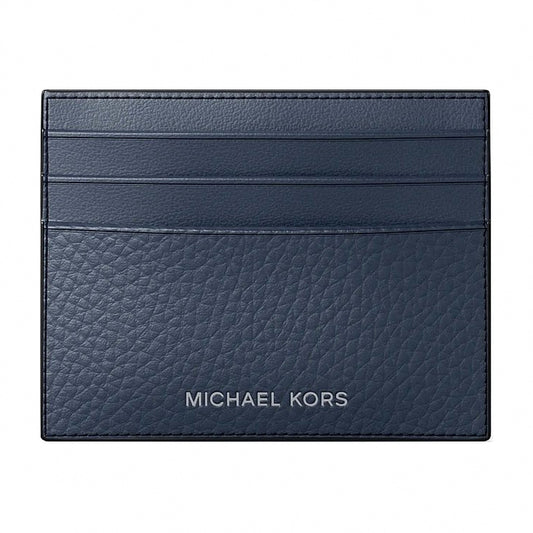 Michael Kors Cooper Pebbled Leather Card Case - NAVY
