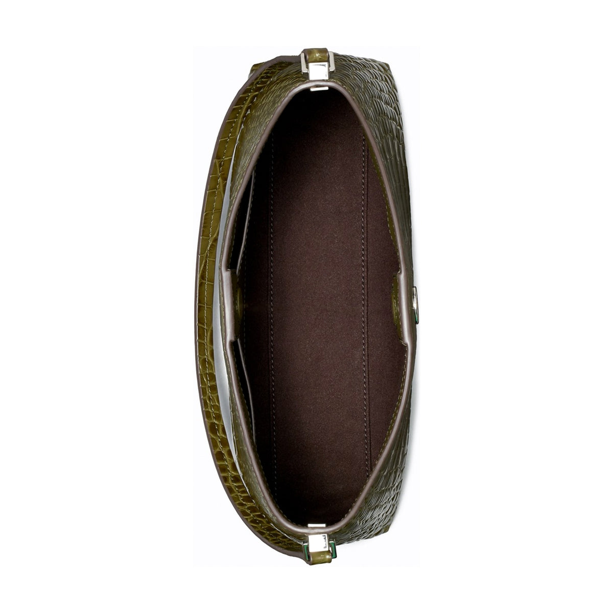 Tory Burch Small Robinson Croc-Embossed Shoulder Bag - Green Khaki