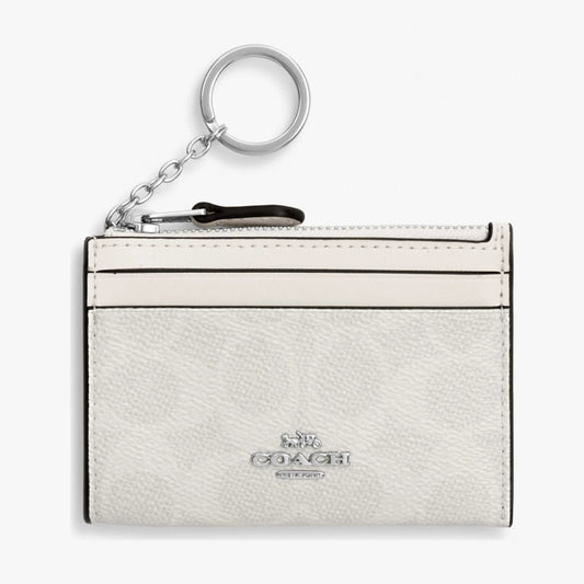 Coach Mini Skinny ID Case In Signature Canvas - Silver/White/Chalk