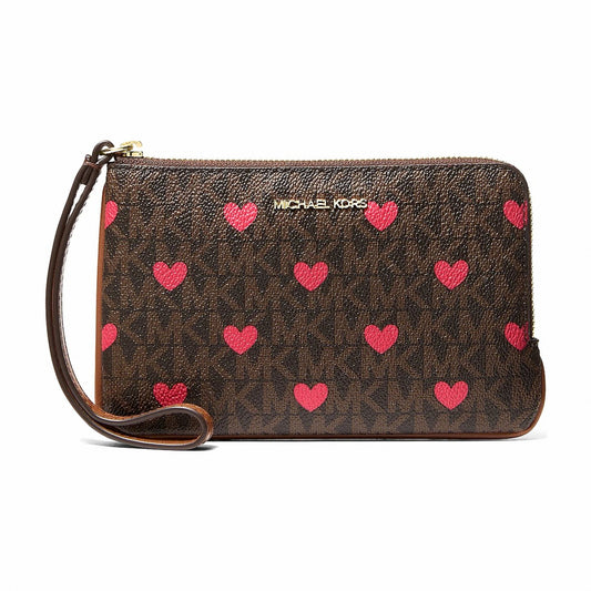 Michael Kors Jet Set Travel Small Printed Signature Logo Wristlet - BROWN