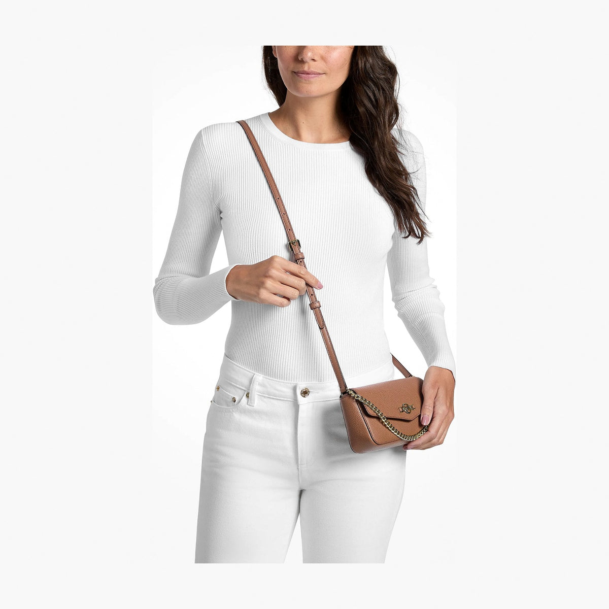 Michael Kors Kacey Extra-Small Pebbled Leather Crossbody Bag - LUGGAGE
