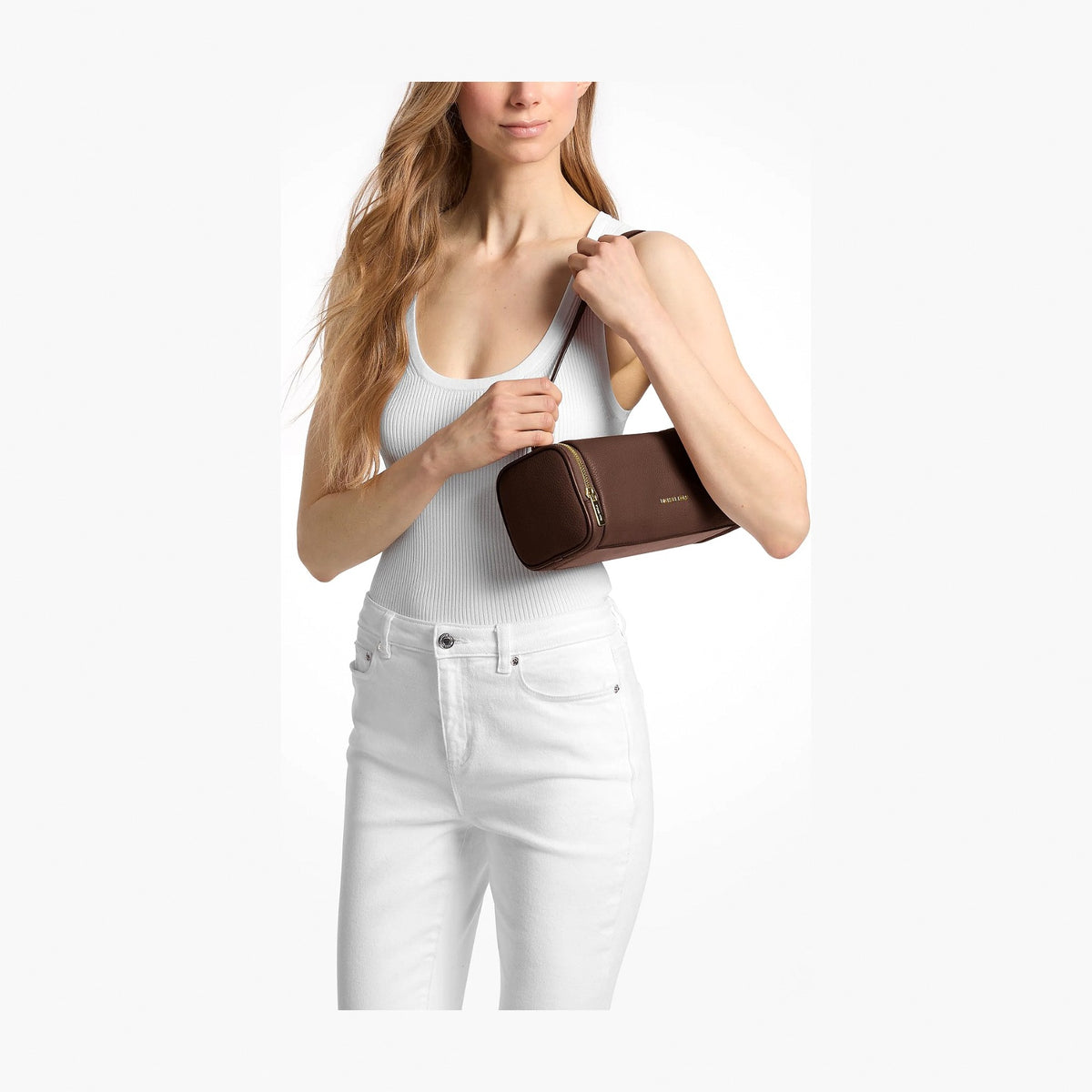 Michael Kors Jet Set Travel Small Pebbled Leather Convertible Crossbody Bag - NUTMEG