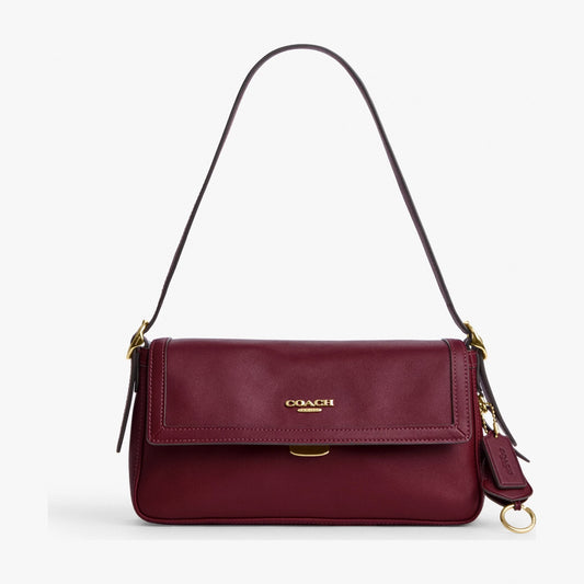 Coach Etta Small Flap Shoulder Bag - Gold/Dark Cherry