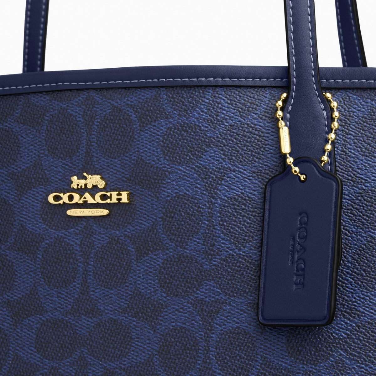 Coach City Tote Bag In Signature Canvas - Gold/Navy