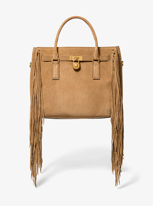 Michael Kors Women's Hamilton Moderne Large Fringed Suede Satchel Bag