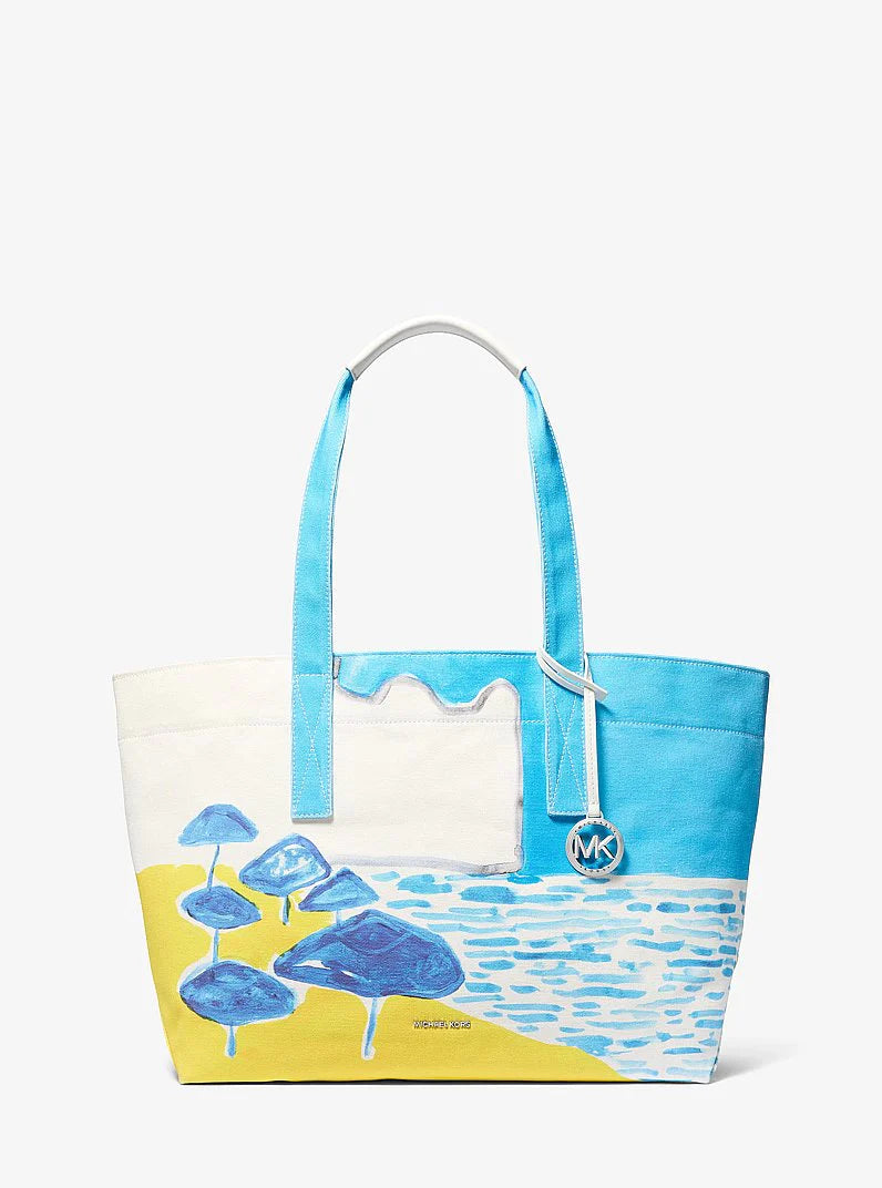 Michael Kors Michael Kors X Christina Zimpel Large Cotton Canvas Tote Bag-MILOS BLUE
