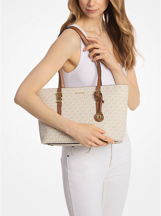 Michael Kors Quinn Large Signature Logo and Leather Tote Bag