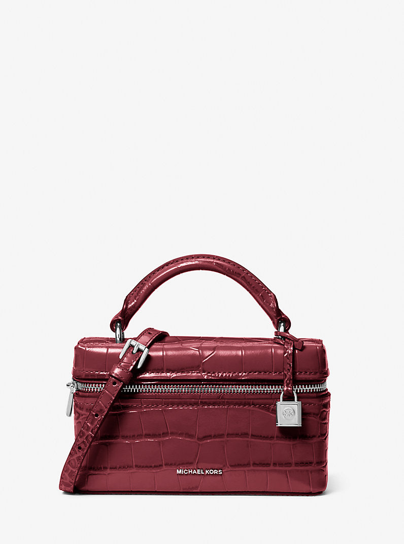 Michael Kors Jana Extra-Small Crocodile Embossed Leather Crossbody Bag