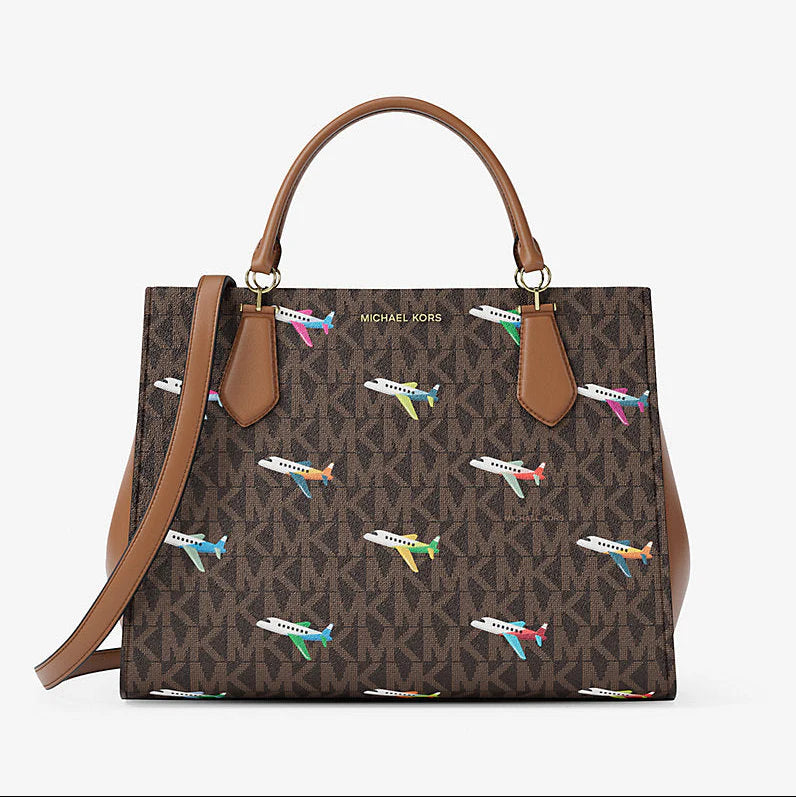Michael Kors Marilyn Medium Printed Signature Logo Satchel Bag
