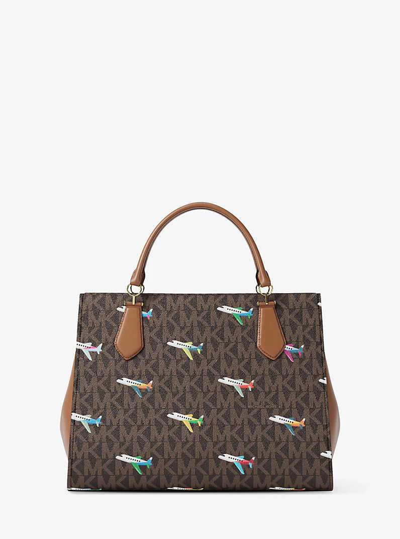 Michael Kors Marilyn Medium Printed Signature Logo Satchel Bag