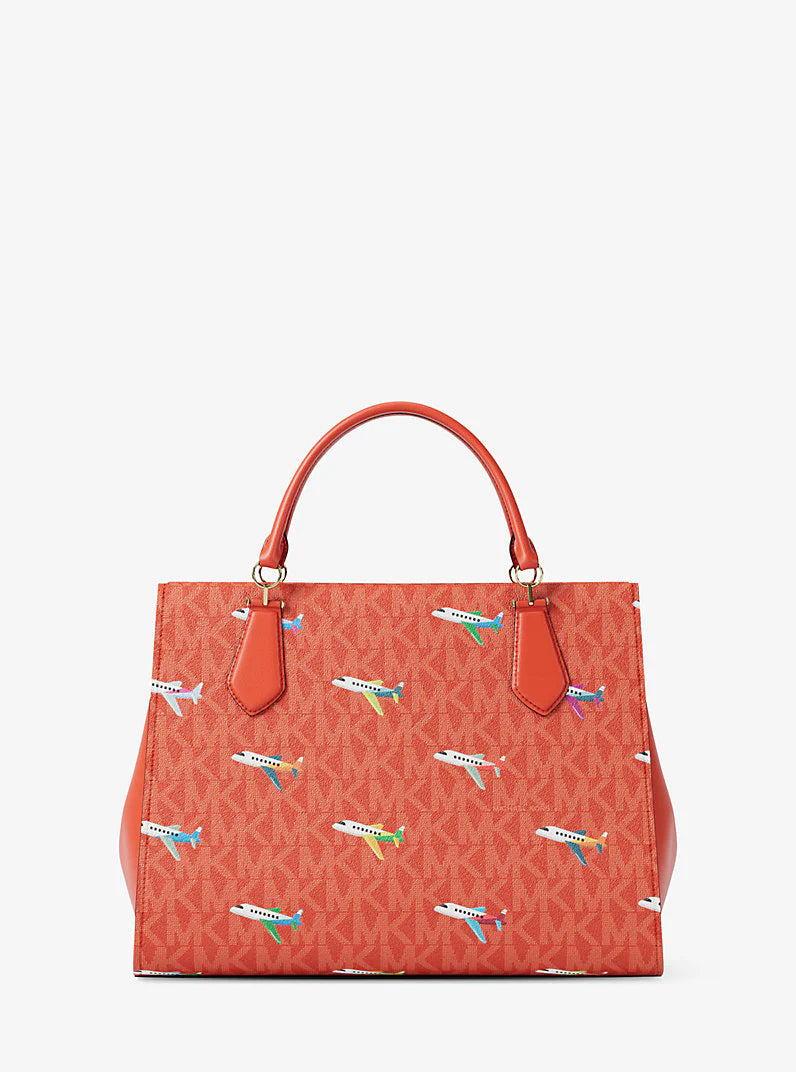 Michael Kors Marilyn Medium Printed Signature Logo Satchel Bag