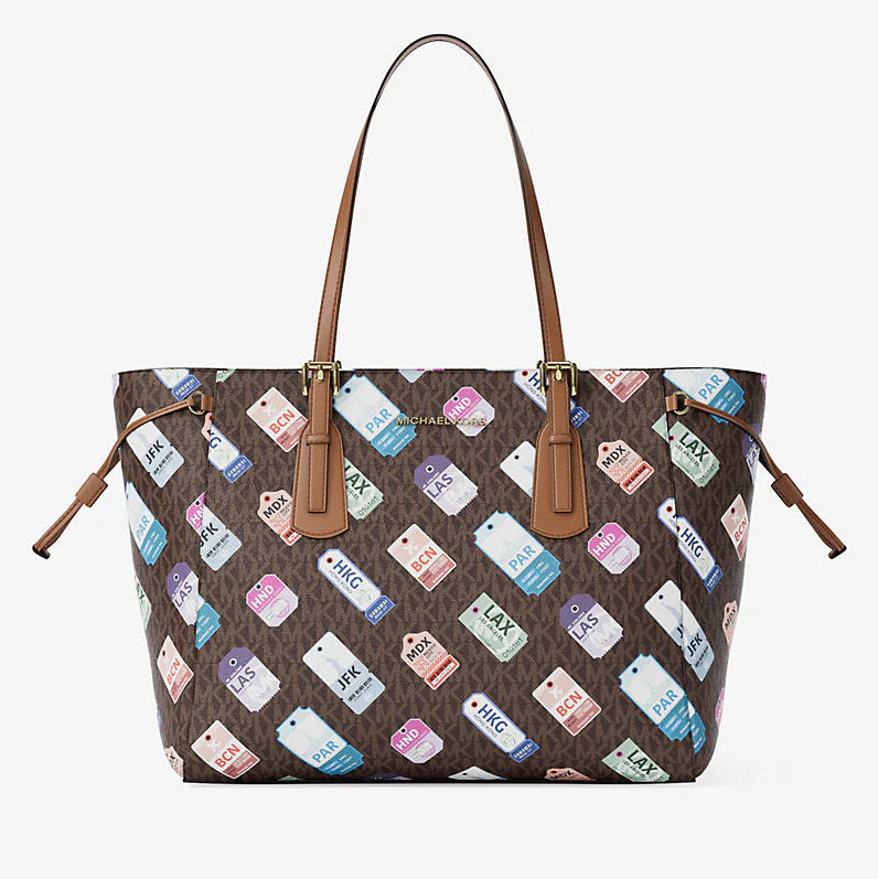 Michael Kors Voyager Large Printed Signature Logo Tote Bag
