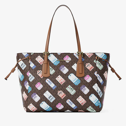 Michael Kors Voyager Large Printed Signature Logo Tote Bag