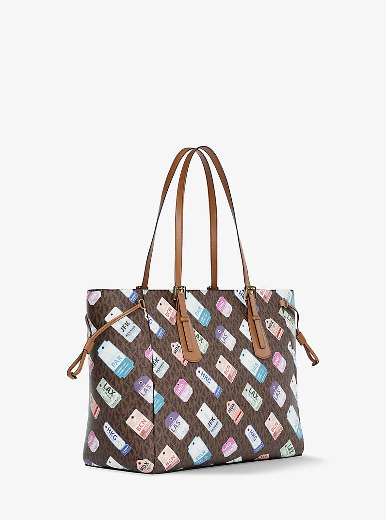 Michael Kors Voyager Large Printed Signature Logo Tote Bag