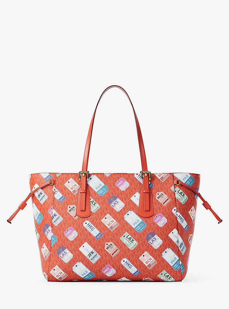 Michael Kors Voyager Large Printed Signature Logo Tote Bag