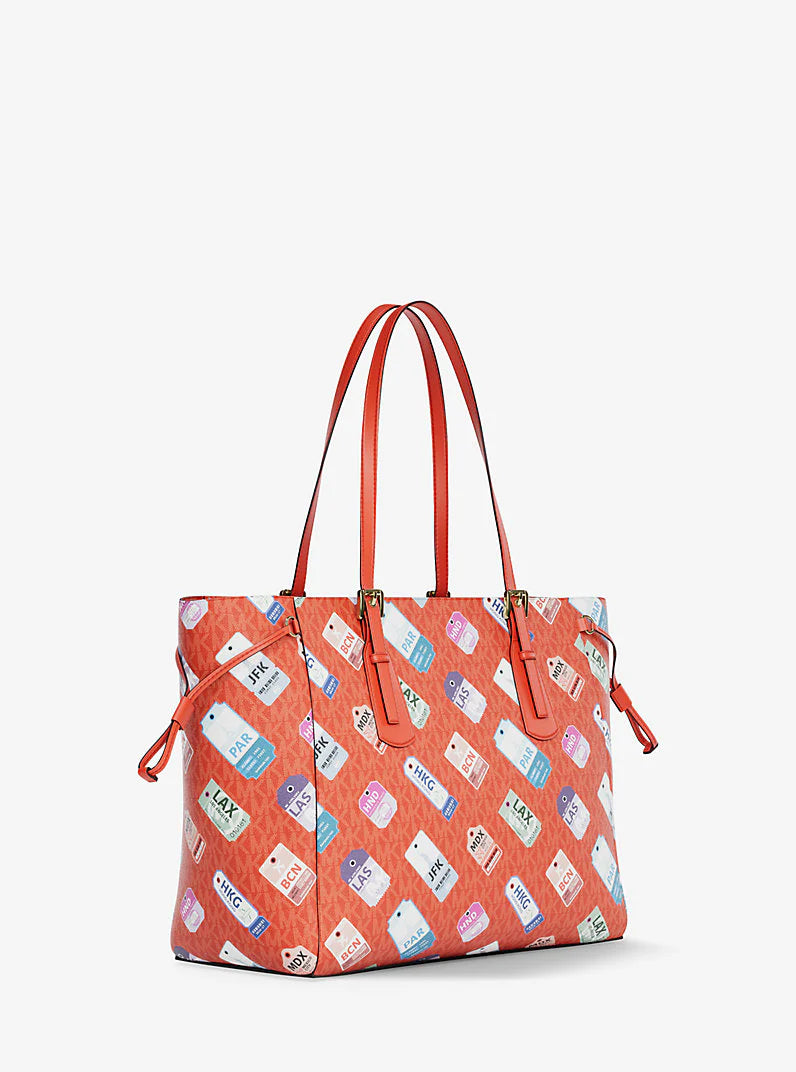 Michael Kors Voyager Large Printed Signature Logo Tote Bag