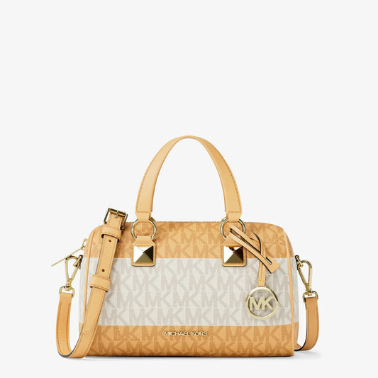 Michael Kors Grayson Small Striped Signature Logo Duffel Crossbody Bag