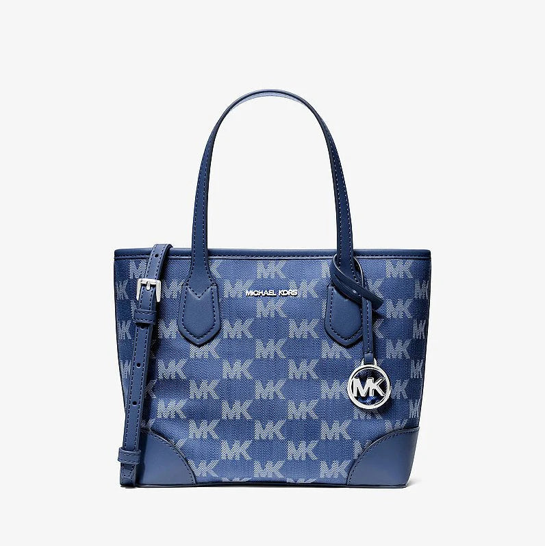 Michael Kors Eva Extra-Small Logo Jacquard Denim Convertible Tote Bag