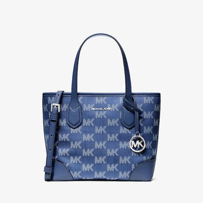 Michael Kors Eva Extra-Small Logo Jacquard Denim Convertible Tote Bag