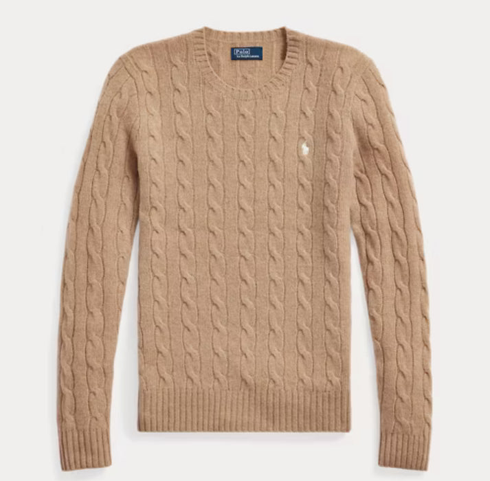 Polo Ralph Lauren Cable-Knit Wool-Cashmere Sweater Camel Melange