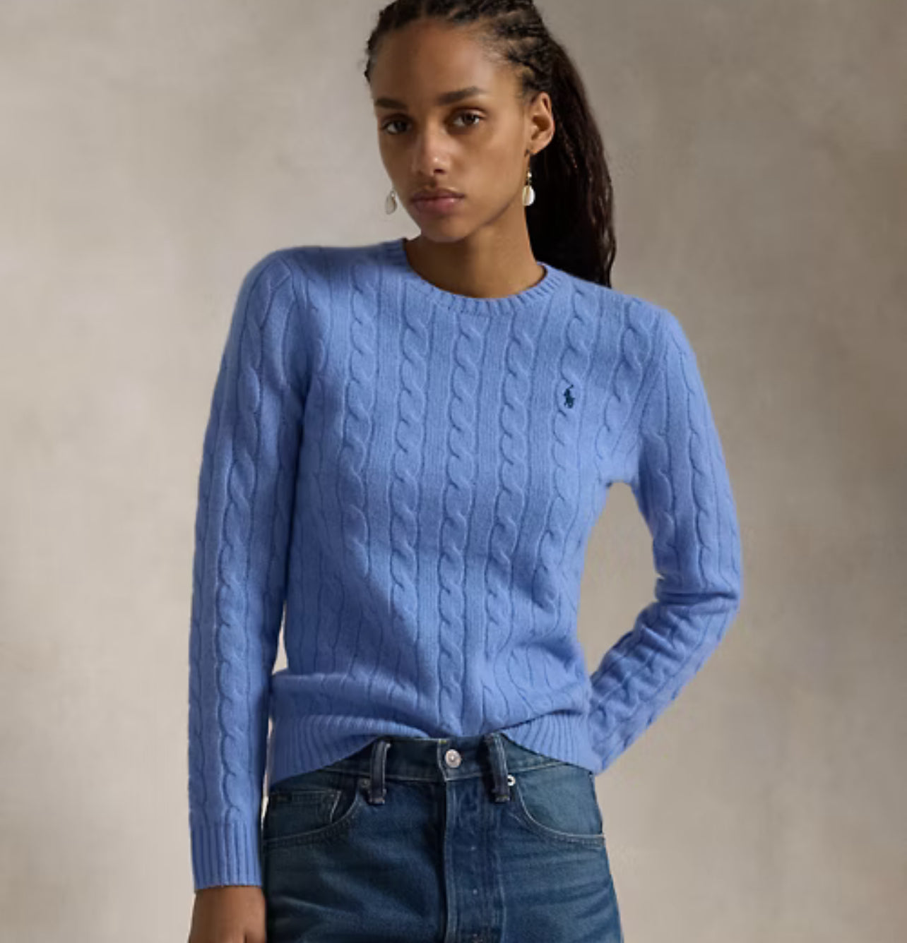 Polo Ralph Lauren Cable-Knit Wool-Cashmere Sweater Blue