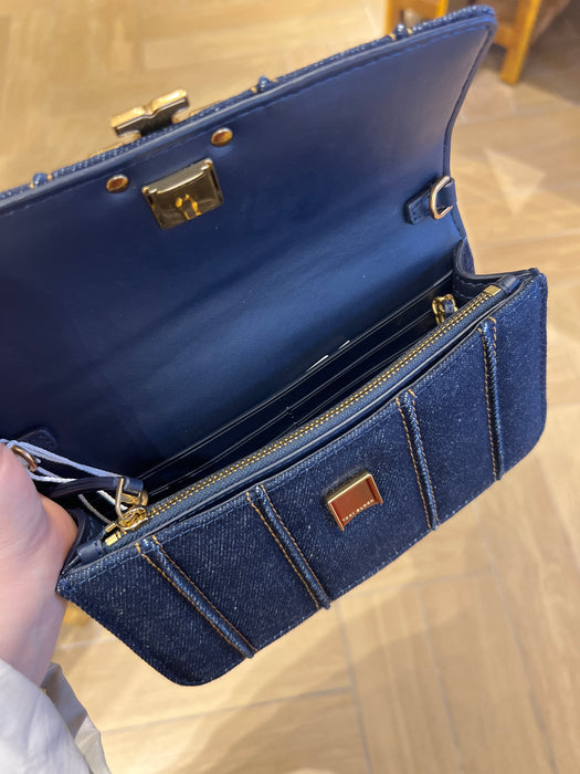 Tory Burch Britten Denim Wristlet Crossbody