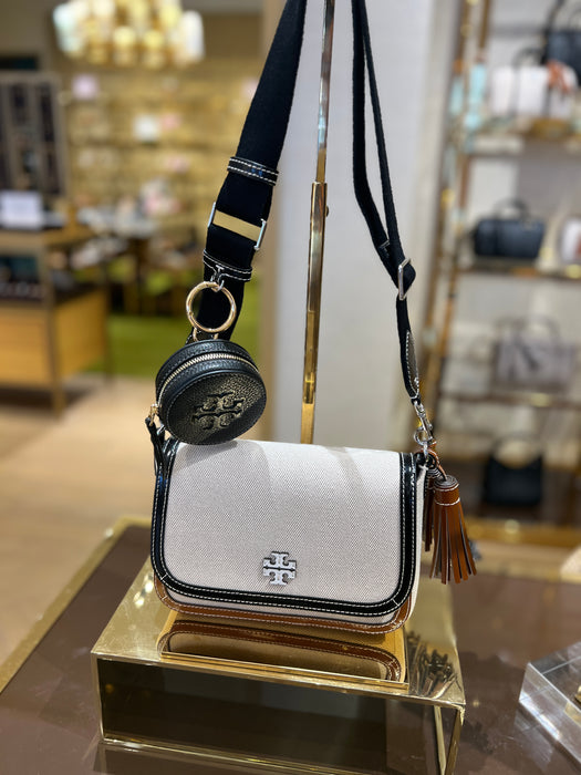 Tory Burch Thea Web Flap Crossbody Canvas