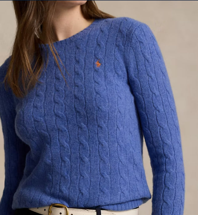 Polo Ralph Lauren Cable-Knit Wool-Cashmere Sweater Blue Heater