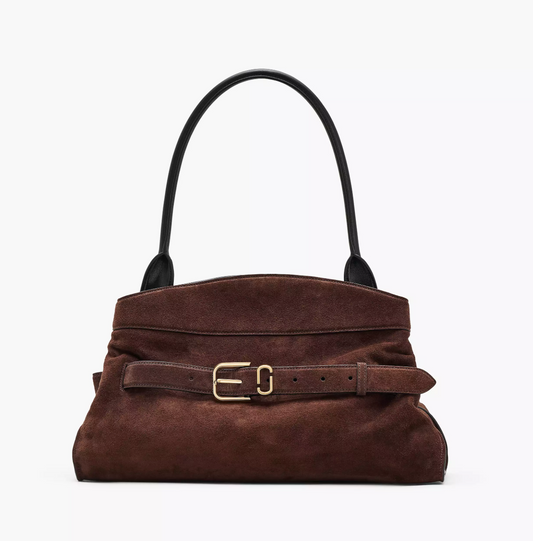 Marc Jacobs The Suede Dakota Satchel Bag-Dark Brown