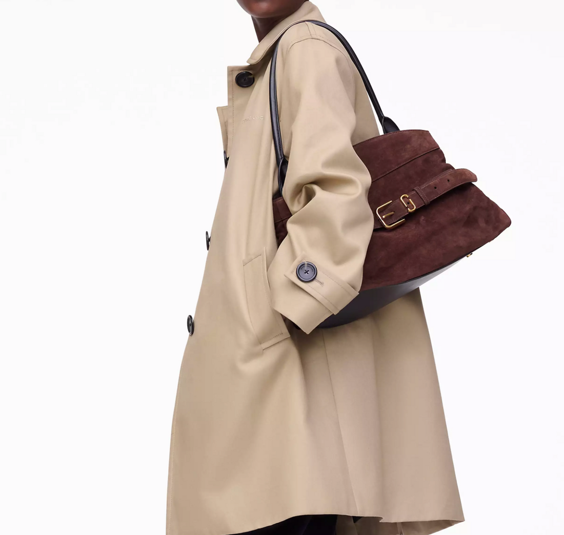 Marc Jacobs The Suede Dakota Satchel Bag-Dark Brown