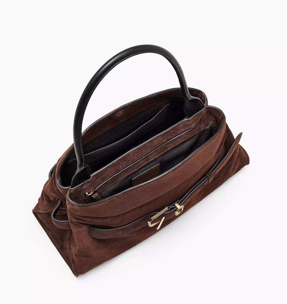 Marc Jacobs The Suede Dakota Satchel Bag-Dark Brown