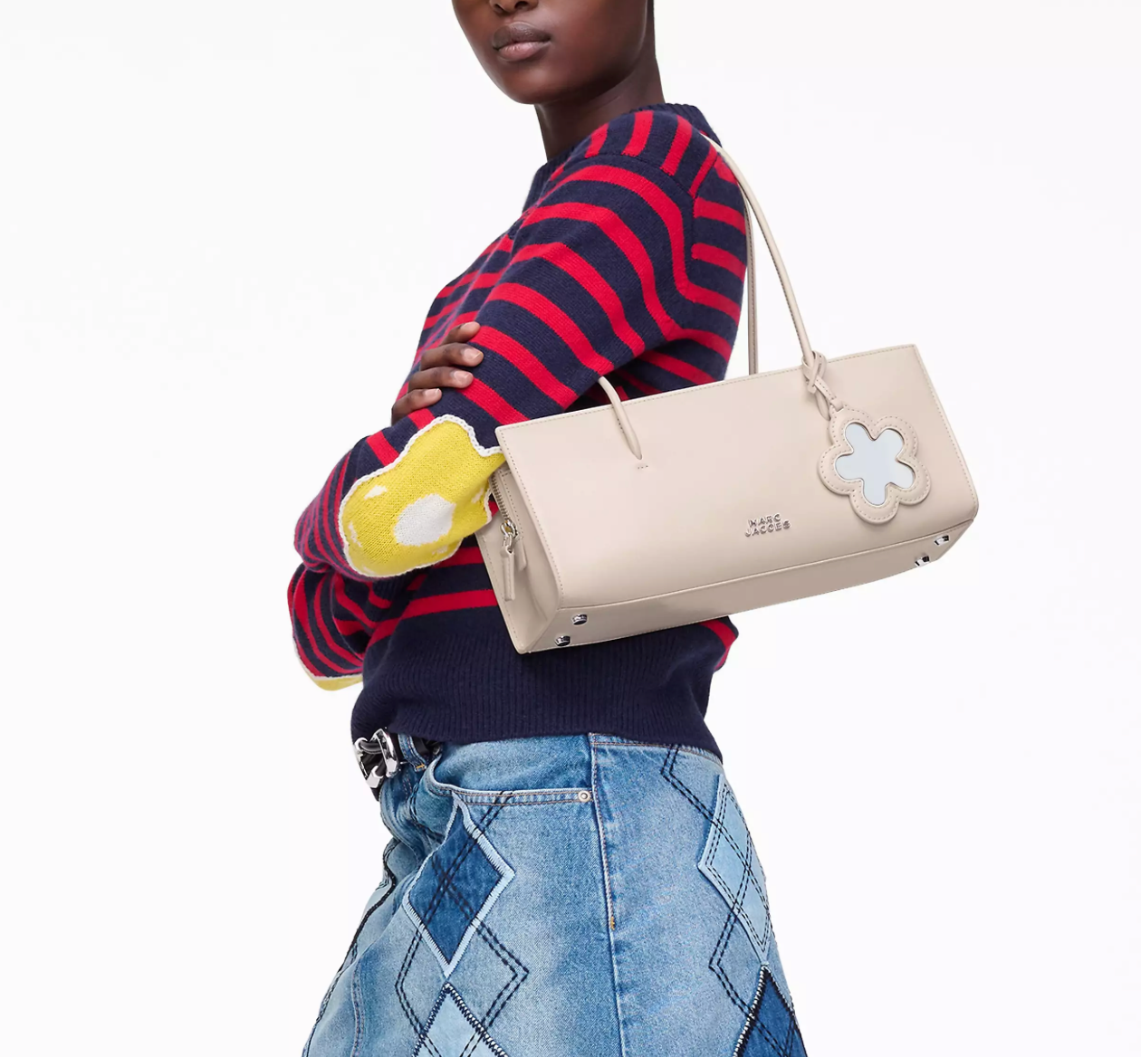 Marc Jacobs The Glam Mirror Satchel Bag-Cotton White
