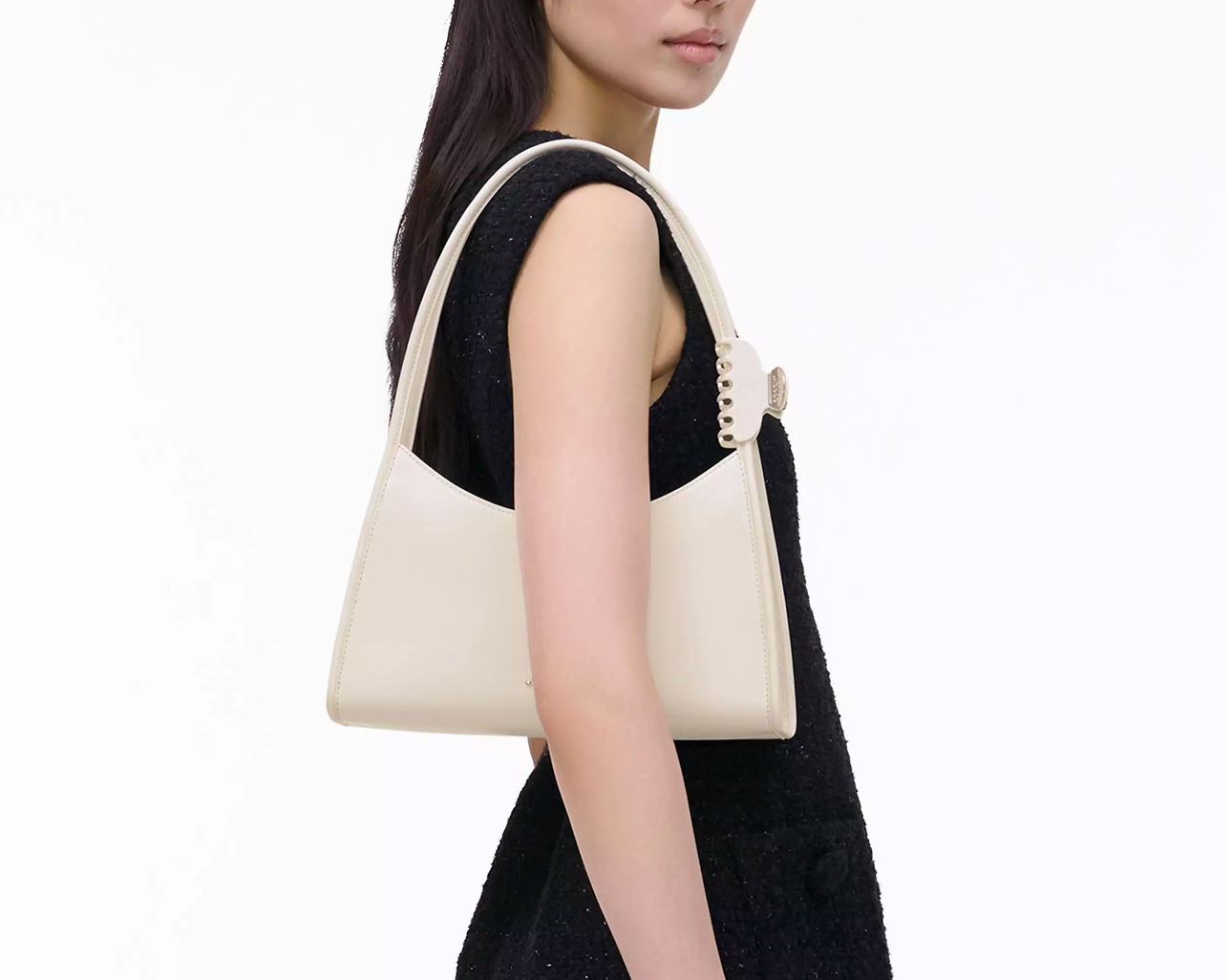 Marc Jacobs The Claw Clip Shoulder Bag-Cotton White