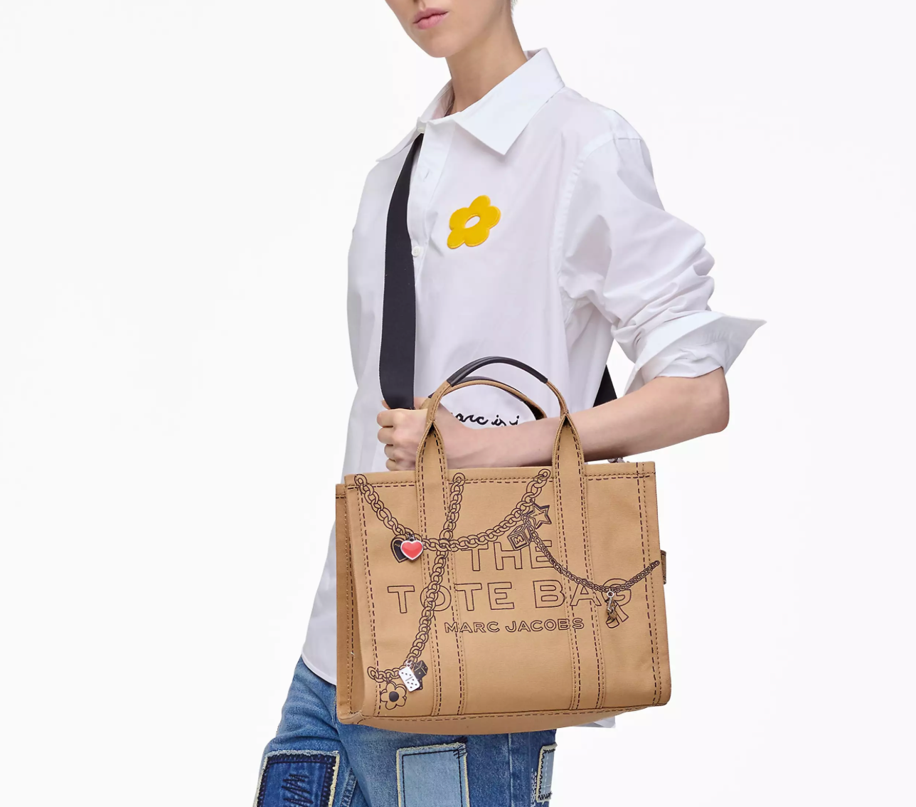 Marc Jacobs The Trompe L'Oeil Charm Canvas Medium Tote Bag