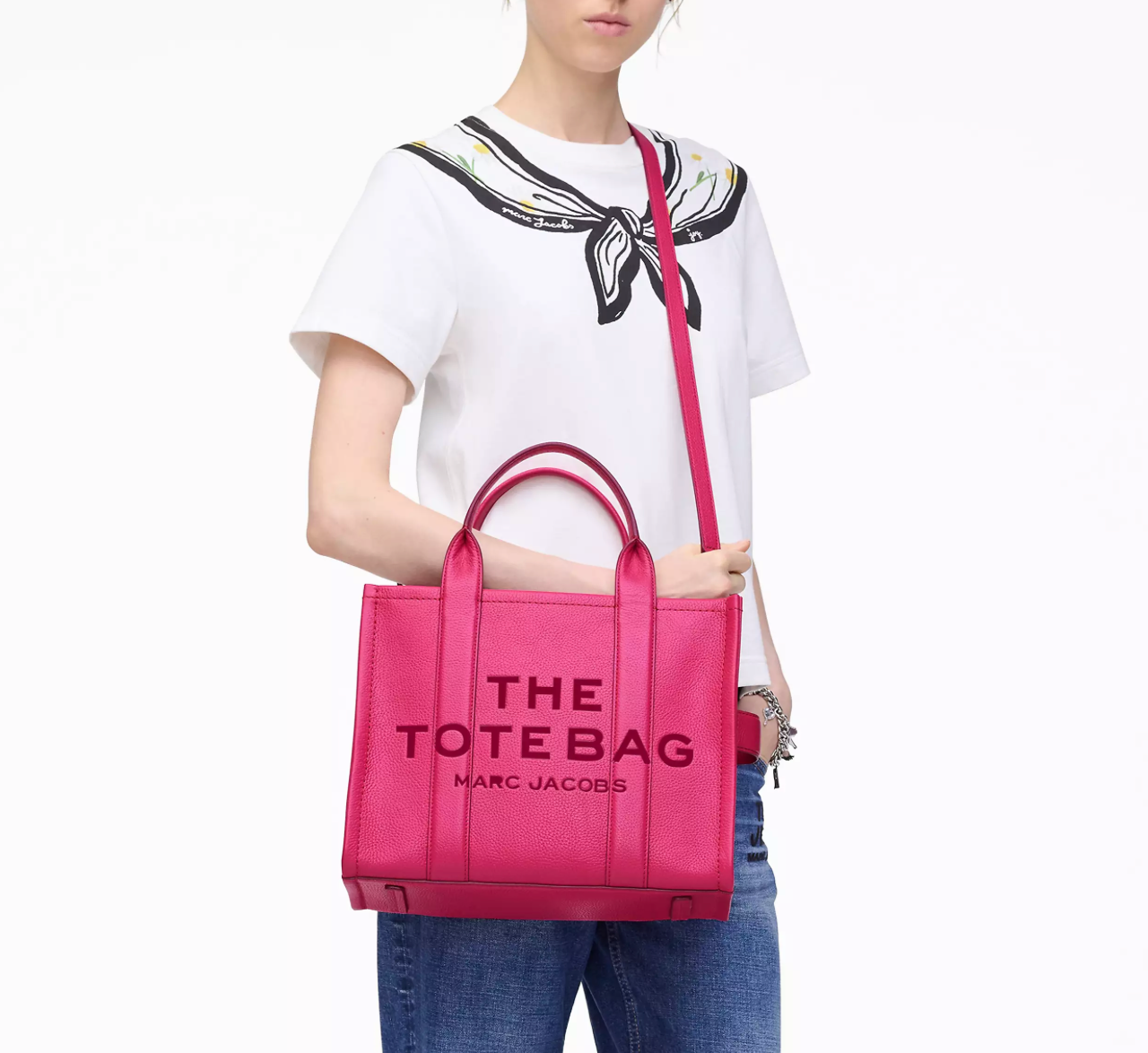 Marc Jacobs Leather Medium Tote Bag-Raspberry Pink