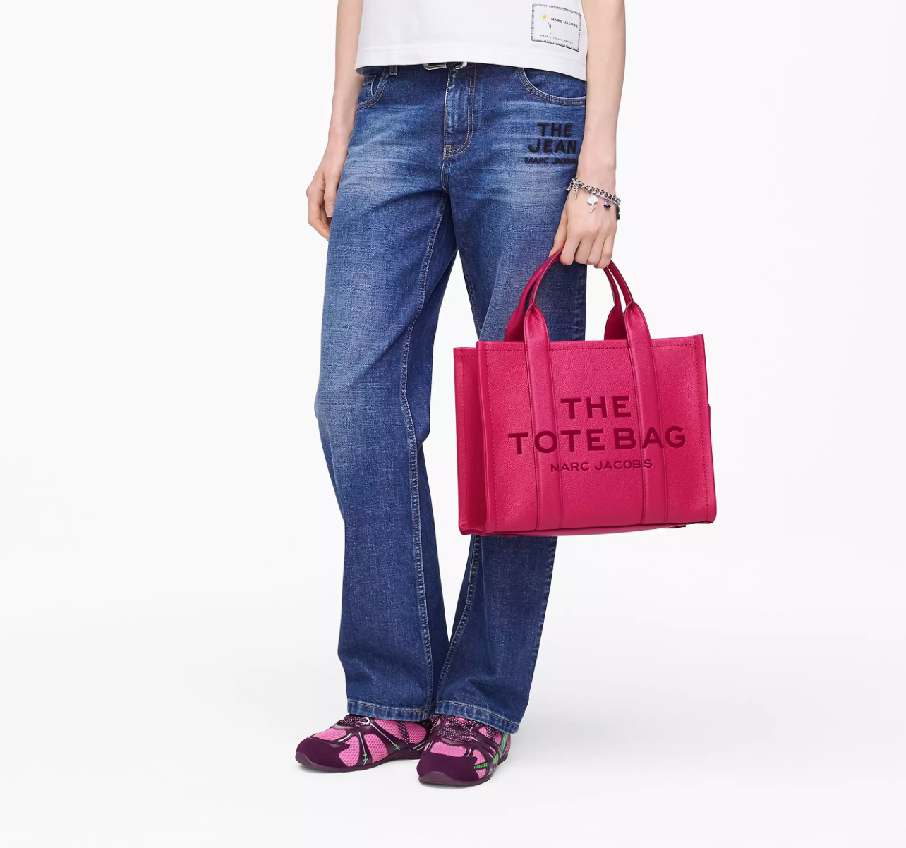 Marc Jacobs Leather Medium Tote Bag-Raspberry Pink
